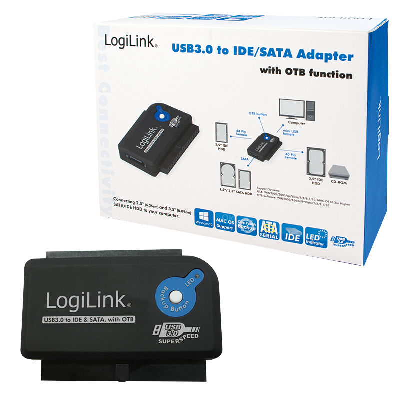 logilink adapter usb 2.0 to 2,5 + 3,5 zoll ide + sata hdd otb